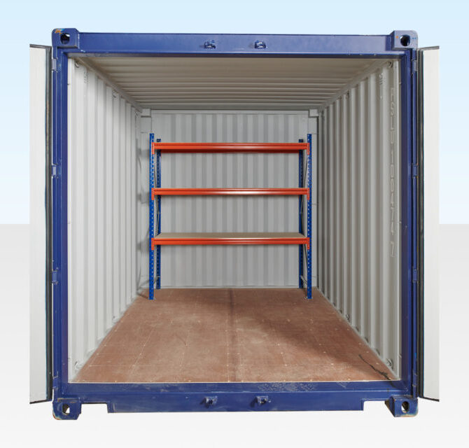 Adjustable, Heavy Duty Three Tier Racking for Rear of Container