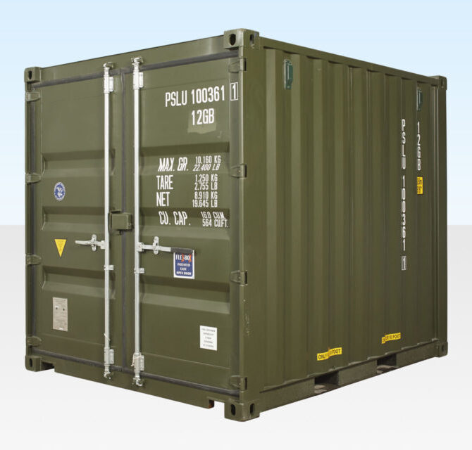 10ft x 8ft Shipping Container (One Trip) Green (RAL 6007)