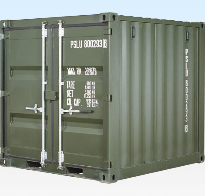 8ft One Trip Shipping Container Green (RAL 6007)